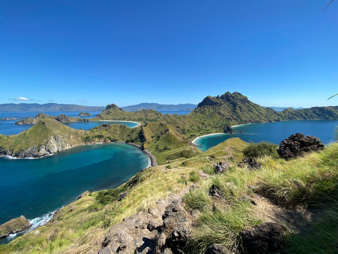 Coastline and hills of Komodo National Park in Flores, East Nusa Tenggara