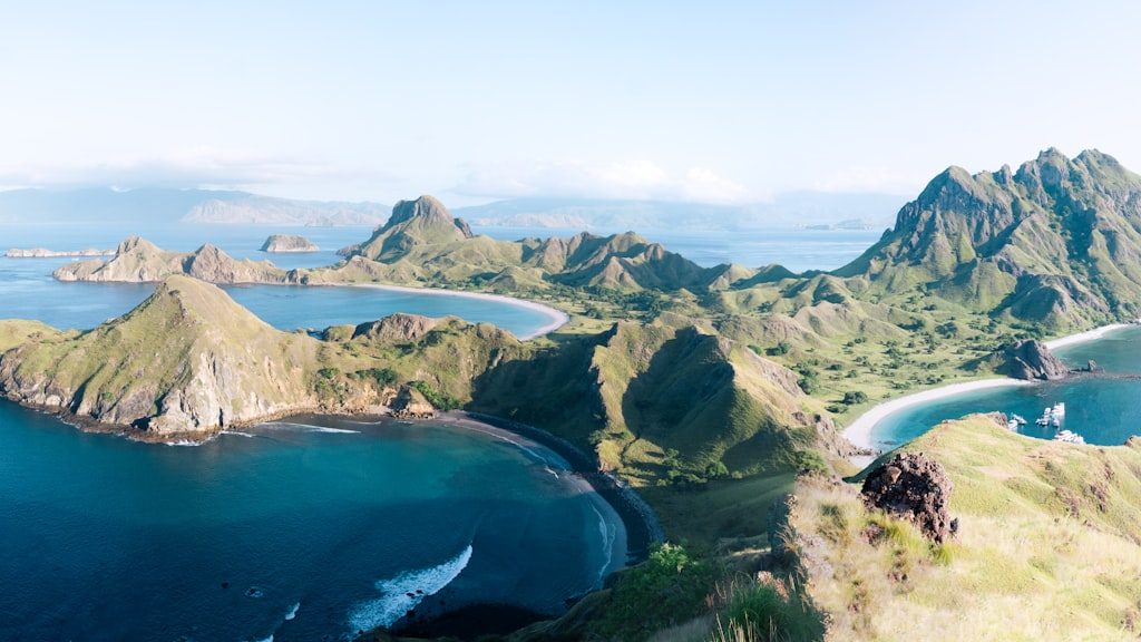 Island under blue sky