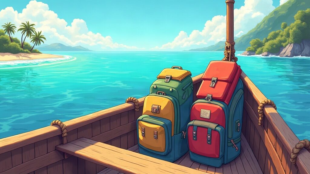 Illustrative scene of a simple shared open-deck boat (AI-generated illustration)