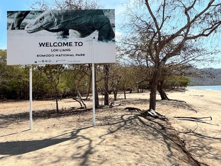 The Loh Liang entrance sign at Komodo National Park on Komodo Island