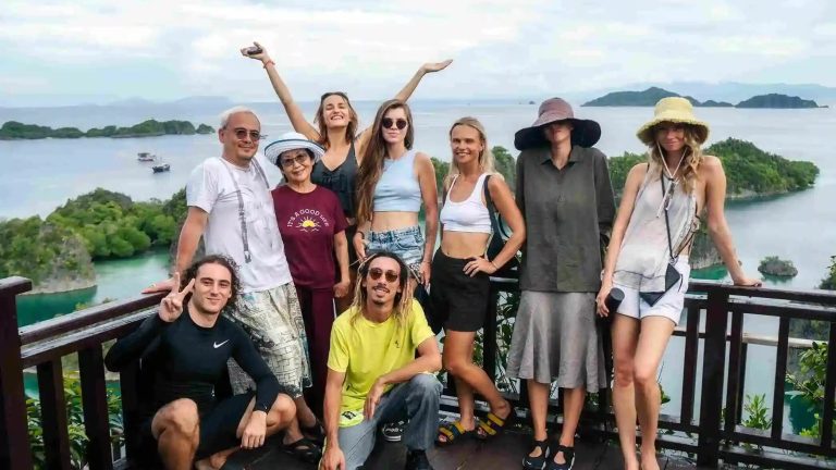An older group at a Komodo National Park viewpoint